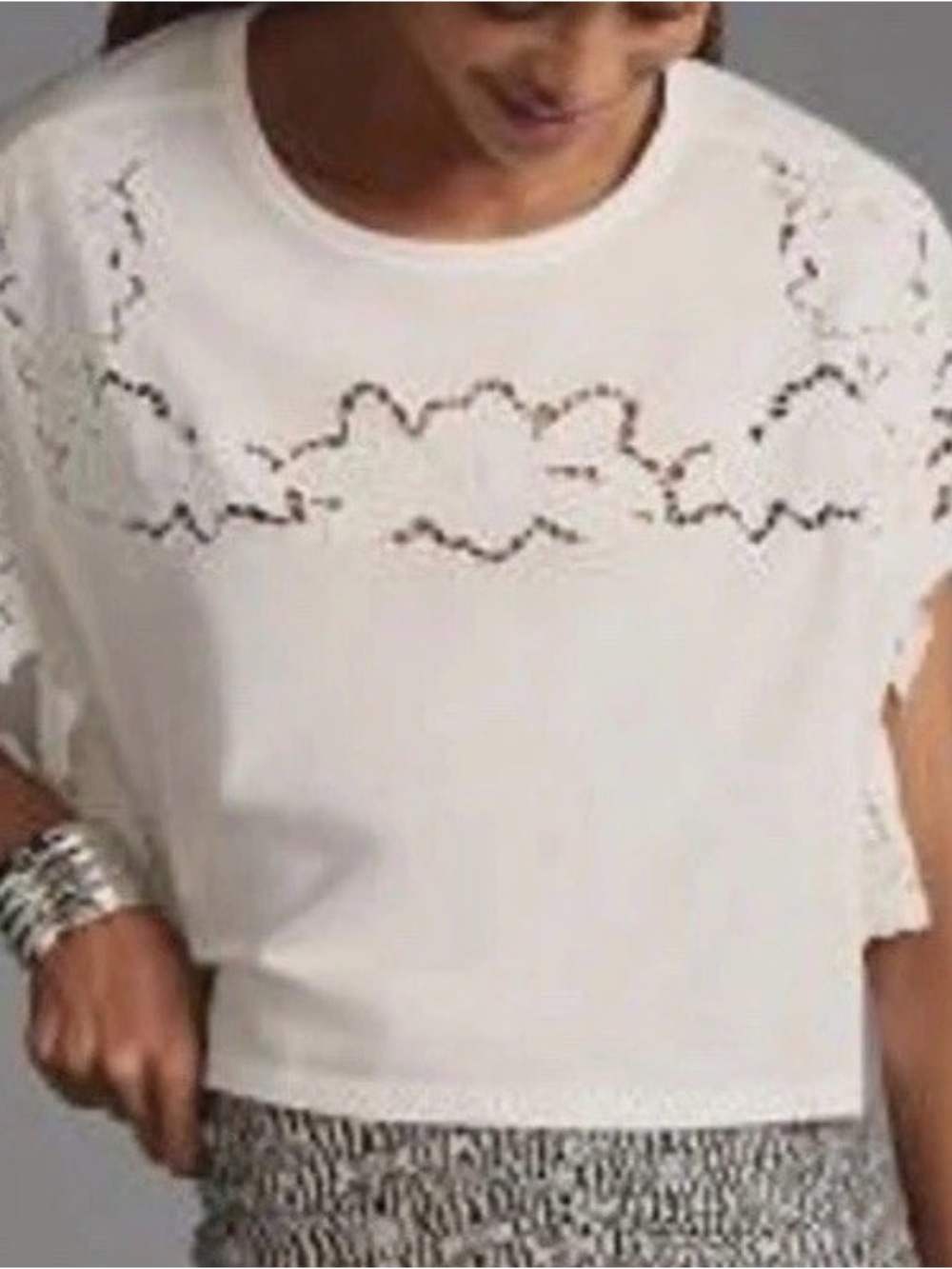 Women’s White Crochet Detail Crop Top - Feminine Lace Accent